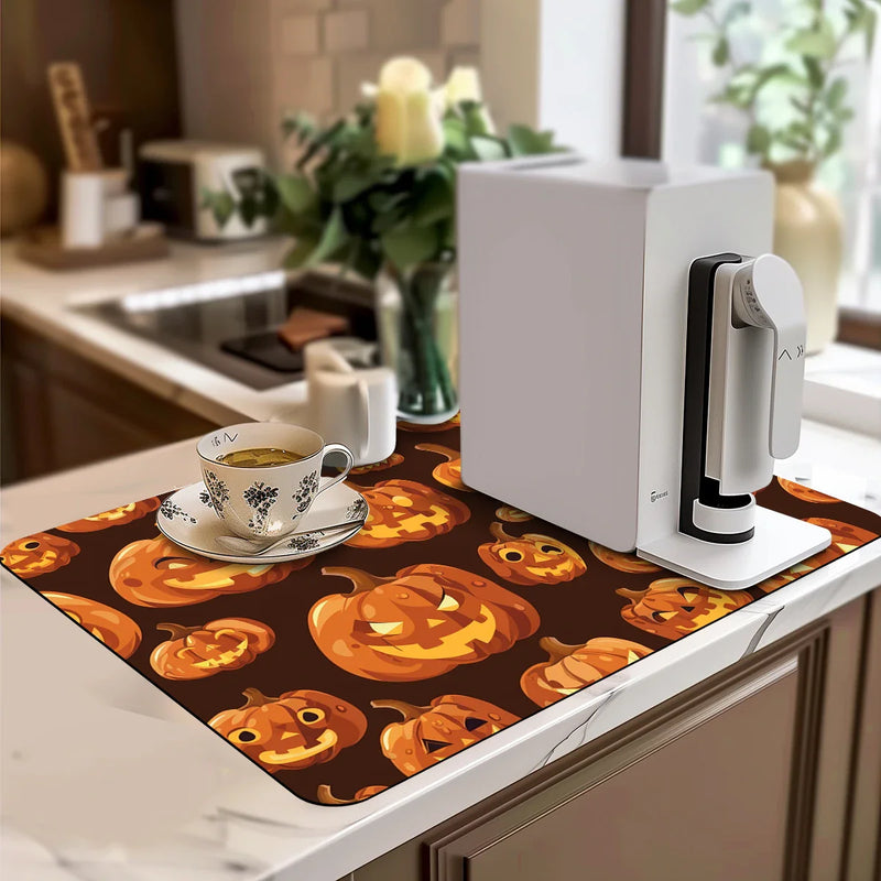 Axyaa Halloween Head Square Dry Mat for Bathroom and Kitchen Tables