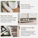 Axyaa Farmhouse Shoe Storage Cabinet: 2 Flip Drawers, Sliding Door, Rustic Hidden Organizer
