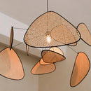 Axyaa Handmade Rattan Leaf Grid Chandelier & LED Floor Lamps