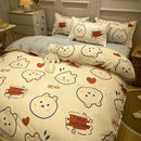 Axyaa Daisy Print Bedding Set: Queen/King Duvet Cover, Flat Sheets - Cozy & Durable