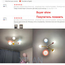 Axyaa Nordic Kids Chandelier: Glass Lampshade LED Ceiling Light, Blue Pink Princess Room.