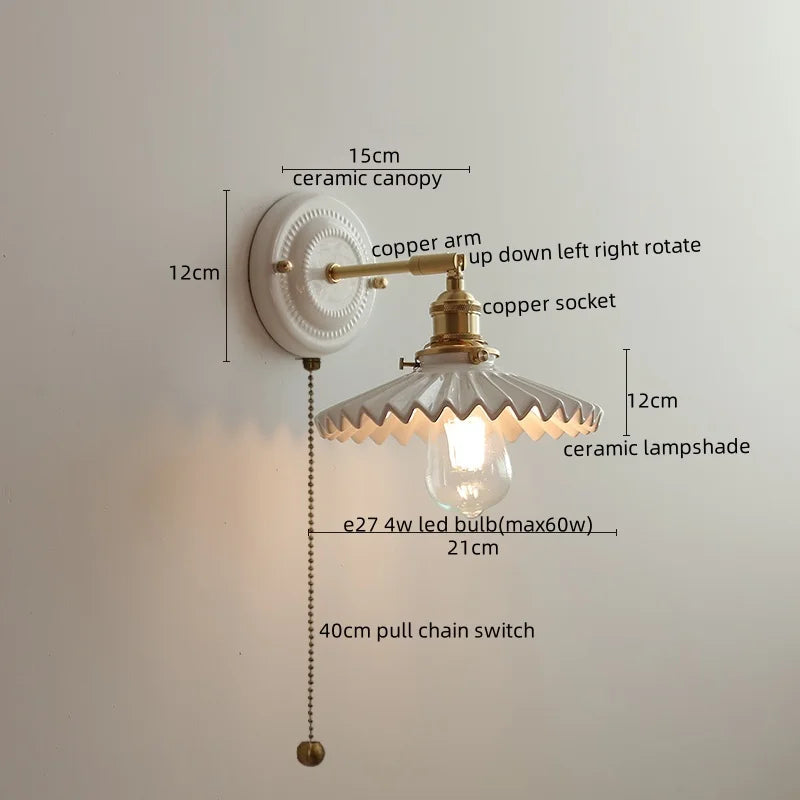 Axyaa Nordic Ceramic LED Wall Lights for Bedroom Living Room Decoration
