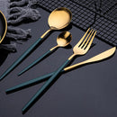 Axyaa Black Stainless Steel Cutlery Set 36Pcs - Luxury Western Tableware Set
