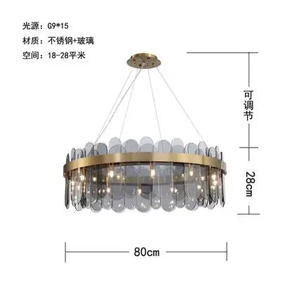 Axyaa Nordic Smoke Grey Glass Chandelier Pendant Light for Living Room, Bedroom, Hotel, Restaurant, Bar