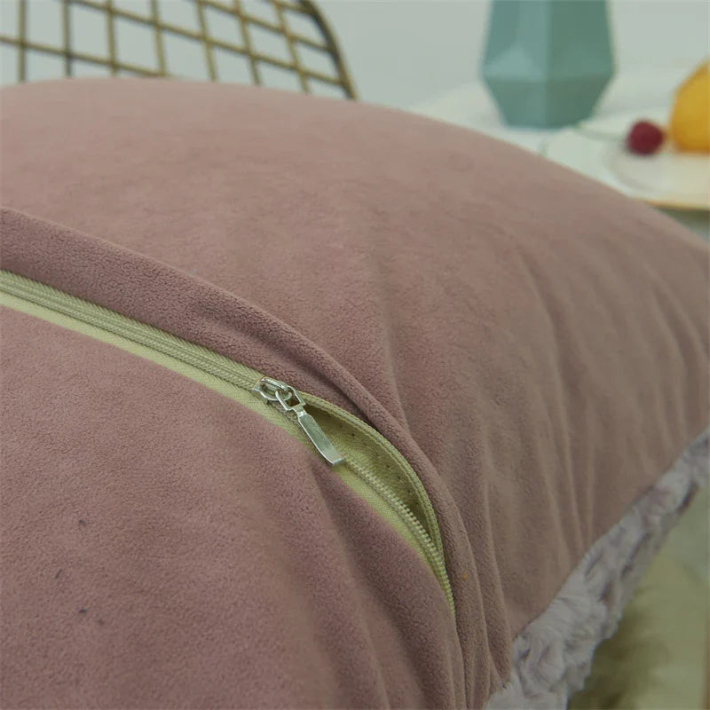 Soft Plush Cushion Cover 45*45cm by Axyaa: Cozy Living Room Sofa Decor