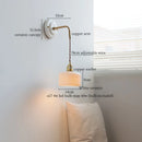Axyaa Vintage LED Wall Lamp with Adjustable Copper Arm 70CM - White Ceramic