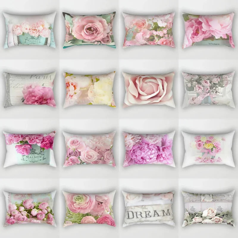 Pink Flower Polyester Pillowcase - Romantic Girl Room Aesthetic Decor
