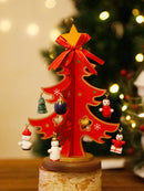 Handmade Wooden Christmas Tree Ornament in Red for Festive Holiday Decor by Axyaa