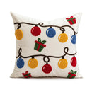 Embroidered Axyaa Joy Bear Christmas Cushion Cover Pillow Case Red Festive Decor