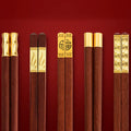 Axyaa Wooden Chopsticks Set - Handmade Japanese Natural Wood, Reusable, Non-Slip, Easy-to-Use