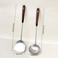 Axyaa Stainless Steel Turner with Wooden Handle - Kitchen Cooking Utensil