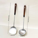 Axyaa Stainless Steel Turner with Wooden Handle - Kitchen Cooking Utensil