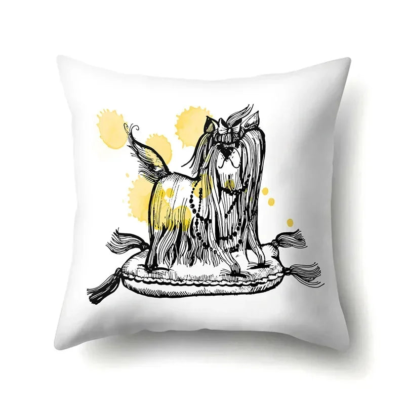Axyaa Cartoon Animals Plush Cushion Cover 45x45cm Cute Cats and Dogs Pillowcase