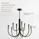 Axyaa Iron Black Pendant Light LED Chandelier Luxury Ceiling Lamp Luxe Bedroom Decor
