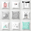 Axyaa Cloud Moon Star Pattern Pillowcase White Grey Letters Printed Home Decor