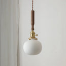 Axyaa Modern Ceramic Walnut Copper LED Pendant Light Chandelier