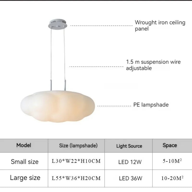 Axyaa White Cloud LED Pendant Light for Bedroom Kids Room and Living Room