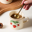 Axyaa Retro Strawberry Ceramic Cup - Hand-painted European Phnom Penh Mug