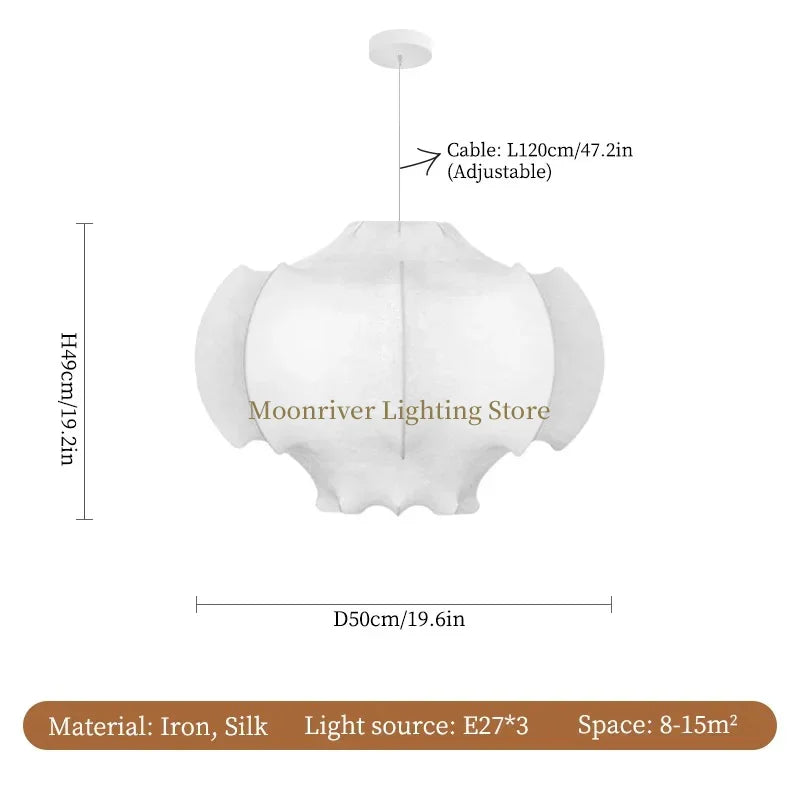 Axyaa Silk Ceiling Lamp: Japanese Wabi Sabi Chandelier for Loft Living Room & Bedroom