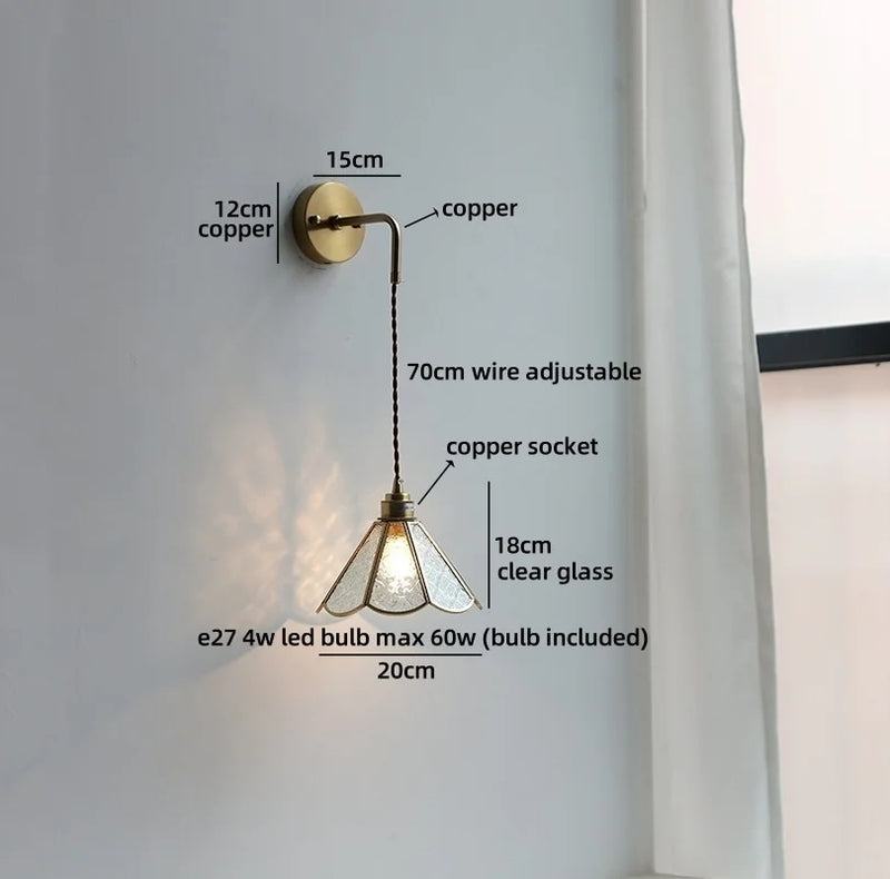 Axyaa Clear Glass LED Wall Lamp Gold Brass Finish Japan Style Home Décor