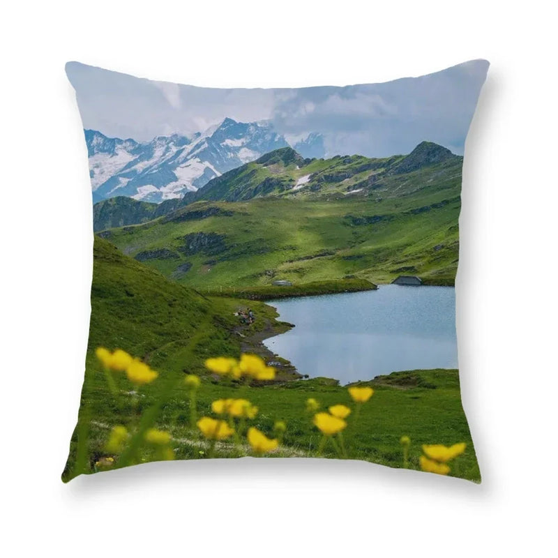 Axyaa Blue Sky Grassland Cushion Cover 45x45cm for Home Decor and Comfort