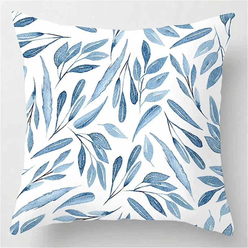 Axyaa Blue Flower Home Decor Pillowcase for Sofa, Bedding, Cushion