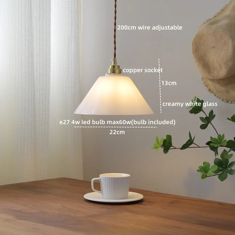 Axyaa Glass Copper LED Pendant Light for Home Decor - Nordic Style