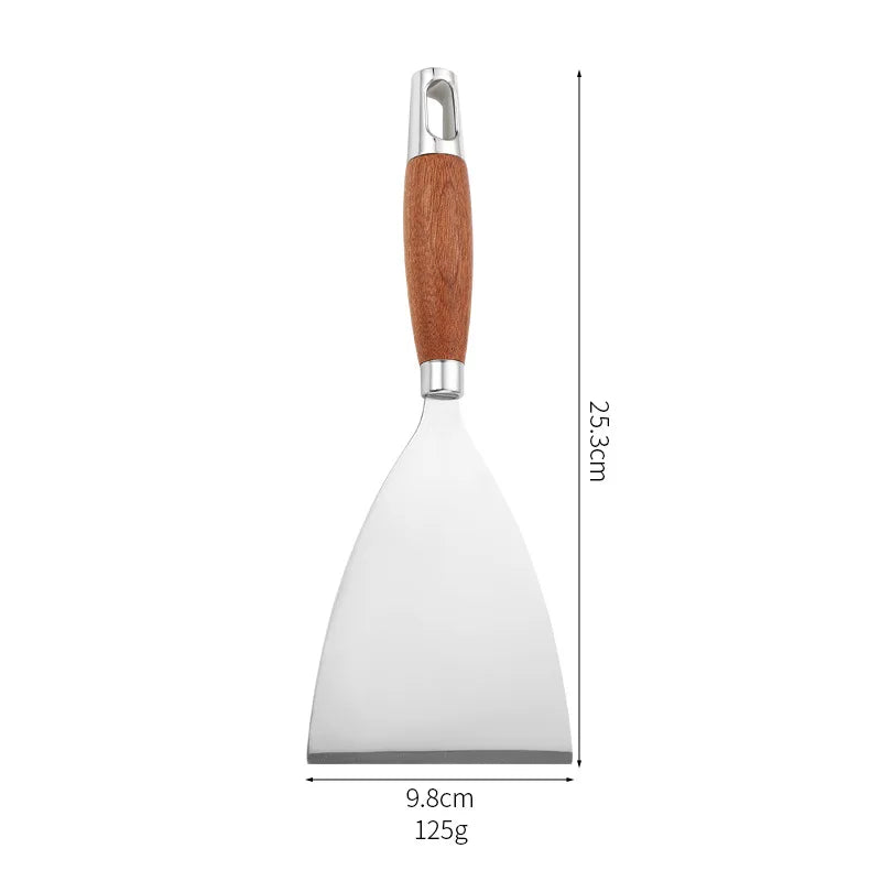 Axyaa Stainless Steel Wooden Handle Spatula Turner Scraper BBQ Utensil