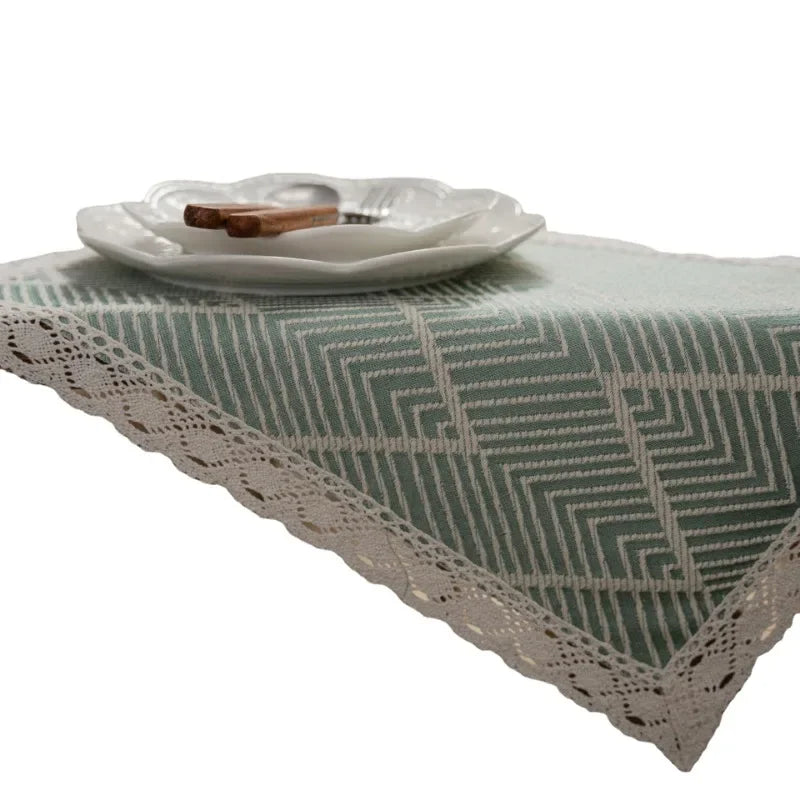 Geometric Jacquard Table Runner with Tassel Trim by Axya