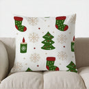 Axyaa Christmas Trees & Snowflakes Throw Pillow Cover for Sofa, Bedroom, Car