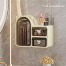 Axyaa Rotating Makeup Brush Holder with Drawer and Dustproof Lid