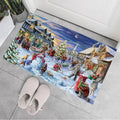 Axyaa Christmas Welcome Mat: Santa Claus Elk Print Non-Slip Floor Decor for Home & Kitchen