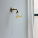 Axyaa Flower Glass LED Wall Light Fixture Vintage Rotate Copper Bedside Lamp