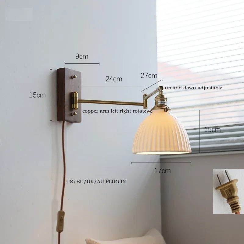 Axyaa Wood Canopy LED Wall Lamp with Pull Chain Switch