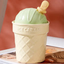 Axyaa Ice Cream Cone Ceramic Cup with Cover and Scoop