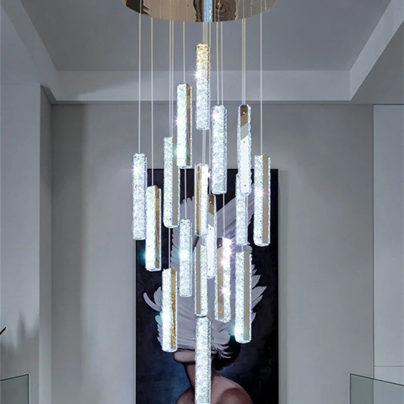 Axyaa Crystal Spiral Staircase Chandelier for Modern Luxury Nordic Villa Restaurant & Home