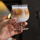 Axyaa 200ml Clear Ripple Glass Coffee Cup High Foot Handcrafted Juice Bar Cocktail Cup