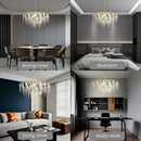 Axyaa Modern Crystal Chandelier LED Pendant Light Fixture for Living Room, Bedroom, Hotel Lobby