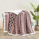 Axyaa Geometric Jacquard Throw Blanket: Double-Sided Soft Coral Fleece Bed Cover
