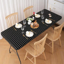 Axyaa Elastic Fitted Rectangle Vinyl Tablecloth for Indoor Outdoor Tables