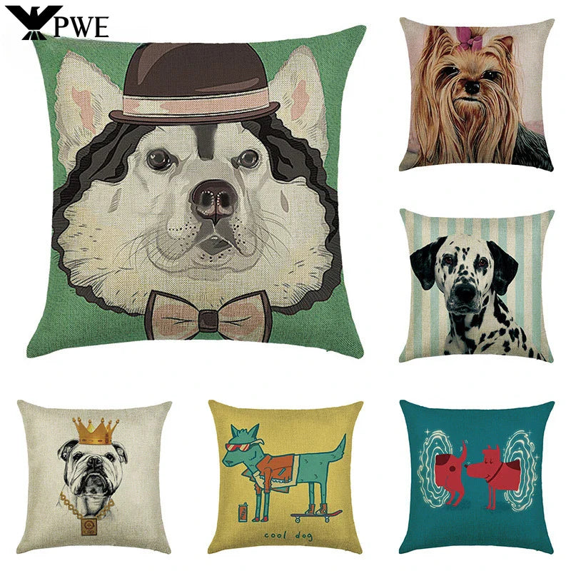 Axyaa Cartoon Design Linen Pillowcase for Home Décor