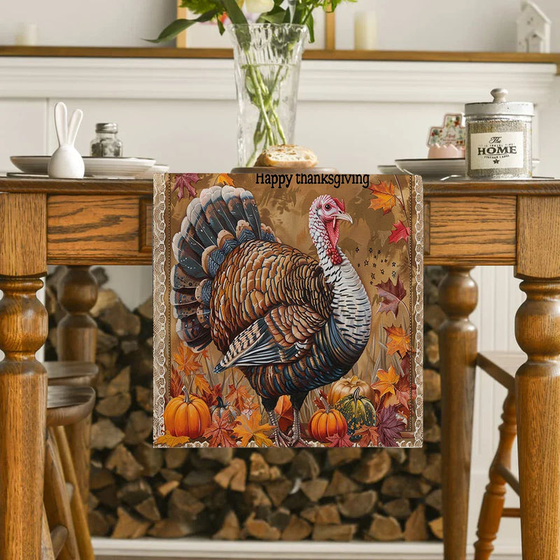 Fall Turkey Pumpkin Table Runner by Axyaa: Thanksgiving Dining Coffee Wedding Decor