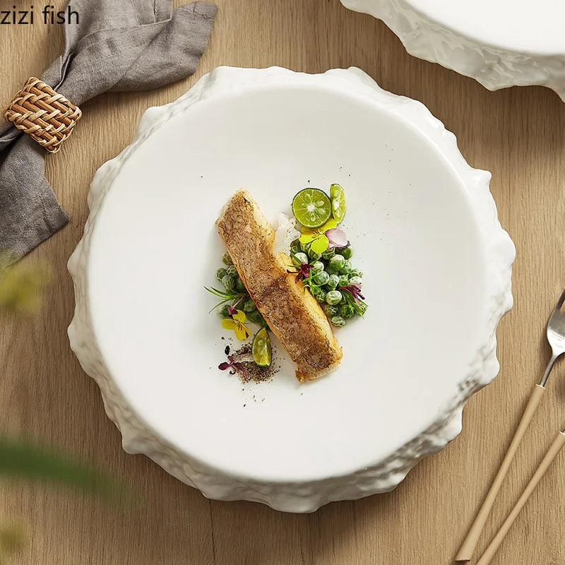 Axya Ceramic Steak Plate Sushi Dish Solid Color Tableware Snack Desserts Dish