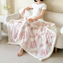 Axyaa Double Layer Geometric Jacquard Fleece Blanket: Thick & Warm Sofa Throw for Autumn/Winter