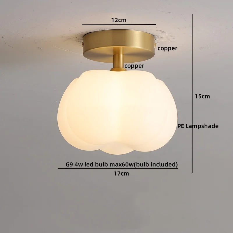 Axyaa Cream LED Ceiling Lamp Halloween Decor Cotton Nordic Lights Fixtures