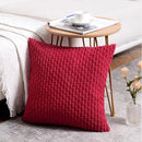 Axyaa Red Corduroy Cushion Cover for Home Sofa Bed - Soft Solid Pillowcase