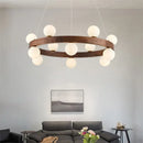 Axyaa Modern Walnut Chandelier LED Pendant Light for Home Décor