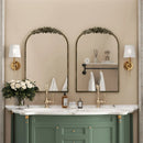 Axyaa Arched Antique Brass Wall Mirror with Resin Rose Pattern