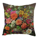 Axyaa Vintage Flowers & Birds Oil Painting Pillow Cover
