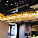 Axyaa Crystal Rectangle Pendant Ceiling Light - Modern Kitchen Island Bar Fixture